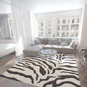 Unique Loom Wildlife Collection Animal Inspired with Zebra Design Area Rug, 9 ft x 12 ft, Ivory/Black