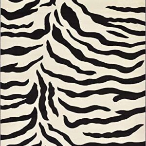 Unique Loom Wildlife Collection Animal Inspired with Zebra Design Area Rug, 9 ft x 12 ft, Ivory/Black