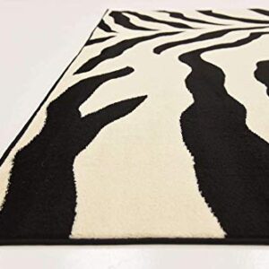 Unique Loom Wildlife Collection Animal Inspired with Zebra Design Area Rug, 9 ft x 12 ft, Ivory/Black