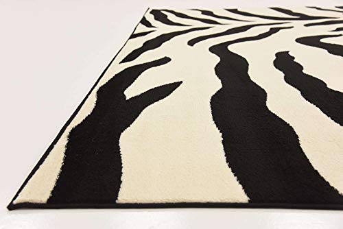 Unique Loom Wildlife Collection Animal Inspired with Zebra Design Area Rug, 9 ft x 12 ft, Ivory/Black