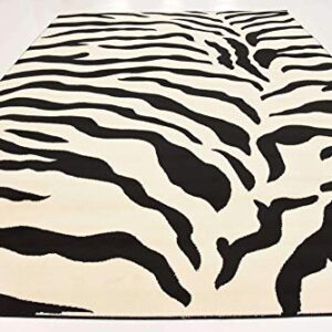 Unique Loom Wildlife Collection Animal Inspired with Zebra Design Area Rug, 9 ft x 12 ft, Ivory/Black