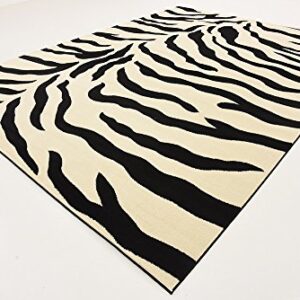 Unique Loom Wildlife Collection Animal Inspired with Zebra Design Area Rug, 9 ft x 12 ft, Ivory/Black