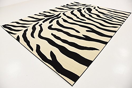 Unique Loom Wildlife Collection Animal Inspired with Zebra Design Area Rug, 9 ft x 12 ft, Ivory/Black