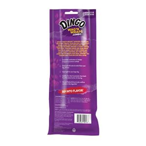 Dingo Wag’n Wraps Jumbo 2 Count, Made With Real Chicken, Rawhide Snack For Large Dogs