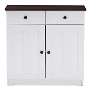 Baxton Studio DR 883400-White/Wenge Cabinet, White/Dark Brown