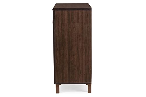 Baxton Studio Wholesale Interiors Sintra Sideboard Storage Cabinet with Glass Doors, Dark Brown