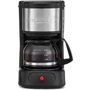 holstein housewares 5 cup coffee maker, black with stainless steel - user friendly one-touch operation