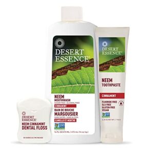 Desert Essence Neem Cinnamint Toothpaste 6.5 oz - Non-GMO, Gluten Free, Vegan, Cruelty Free, Fluoride Free - Neem & Pure Australian Tea Tree Oil - Neutralize Bacteria - Healthy Mouth & Bright Smile