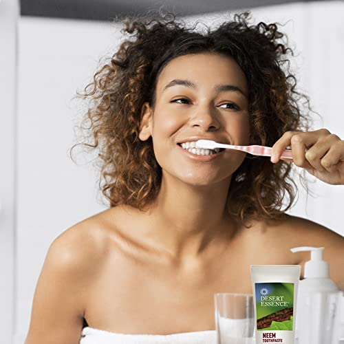 Desert Essence Neem Cinnamint Toothpaste 6.5 oz - Non-GMO, Gluten Free, Vegan, Cruelty Free, Fluoride Free - Neem & Pure Australian Tea Tree Oil - Neutralize Bacteria - Healthy Mouth & Bright Smile