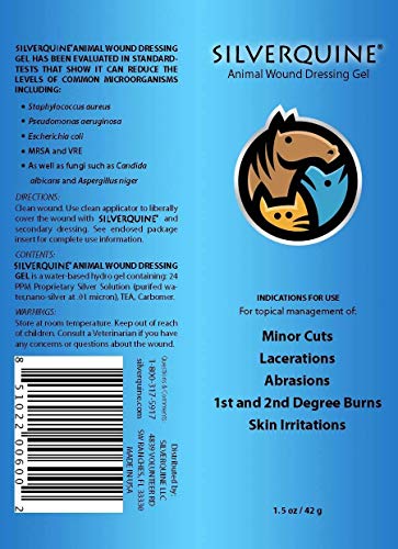 Silverquine Pet Wound & Itch Care | Dogs, Cats, Horses, Skin & Coat Care, Hydrogel Liquid Bandage, Healing on Cuts, Hot Spot, Burns, Skin Irritation, for Relief & Treatment, Vet Recommended 1.5OZ