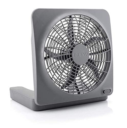 Treva 10-Inch Portable Desktop Air Circulation Battery Fan, 2 Speed, Compact Folding & Tilt Design, with AC Adapter (Graphite)