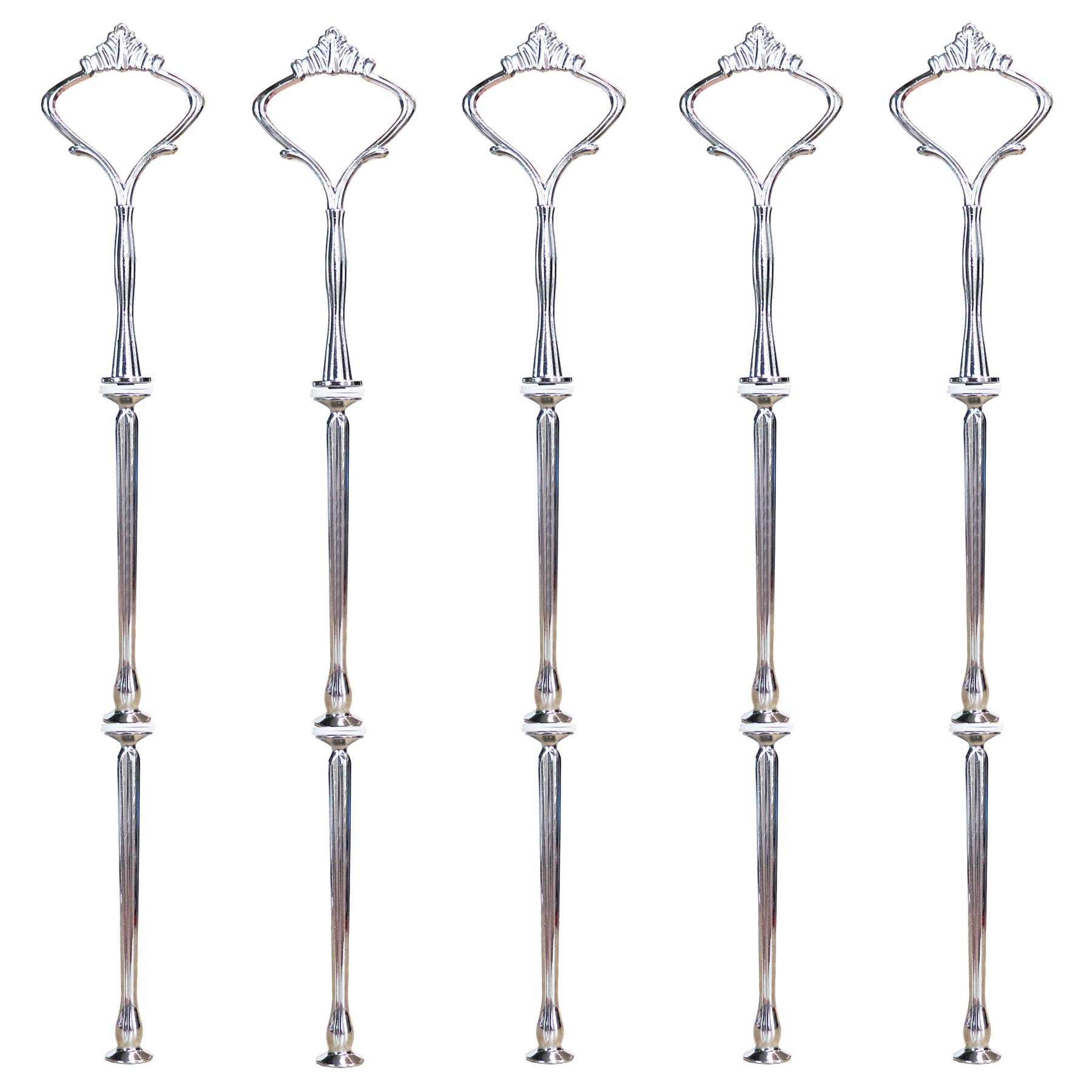 Happy Will 5 Sets 3 Tier Crown Cake Stand Fruit Cake Plate Handle Fitting Hardware Rod Stand Holder with Stylus Silver (Plates Not Include)