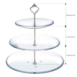Happy Will 5 Sets 3 Tier Crown Cake Stand Fruit Cake Plate Handle Fitting Hardware Rod Stand Holder with Stylus Silver (Plates Not Include)