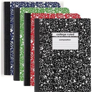 staples assorted colors composition book ~ college ruled 9 ¾ in x 7 ½ in (4 pack)