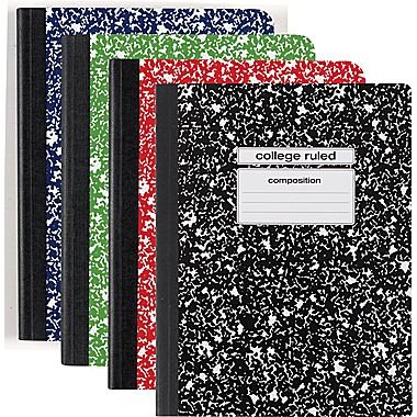 Staples Assorted Colors Composition Book ~ College Ruled 9 ¾ in X 7 ½ in (4 Pack)
