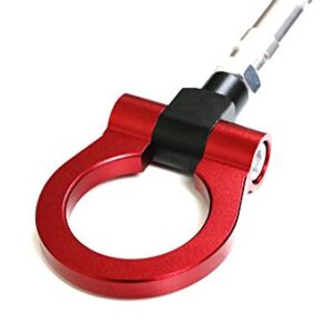 iJDMTOY Red Track Racing Style Tow Hook Ring Compatible with Nissan 370Z GT-R Juke Infiniti G37 Q50 Q60 QX60 QX70 etc, Made of Lightweight Aluminum