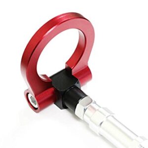 iJDMTOY Red Track Racing Style Tow Hook Ring Compatible with Nissan 370Z GT-R Juke Infiniti G37 Q50 Q60 QX60 QX70 etc, Made of Lightweight Aluminum