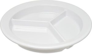 carlisle foodservice products 4351602-e melamine 3-compartment deep plate, 9", white