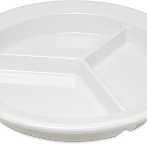 Carlisle FoodService Products 4351602-E Melamine 3-Compartment Deep Plate, 9", White