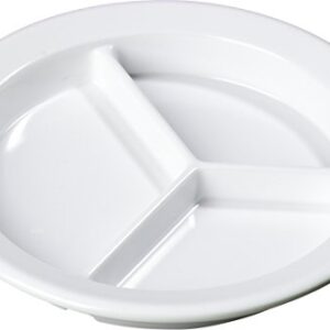 Carlisle FoodService Products 4351602-E Melamine 3-Compartment Deep Plate, 9", White