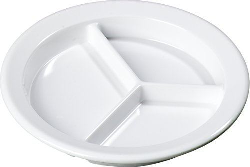 Carlisle FoodService Products 4351602-E Melamine 3-Compartment Deep Plate, 9", White