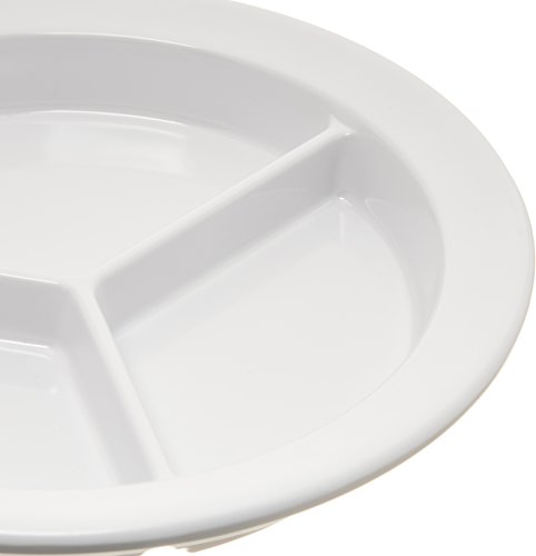 Carlisle FoodService Products 4351602-E Melamine 3-Compartment Deep Plate, 9", White