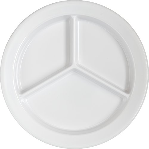 Carlisle FoodService Products 4351602-E Melamine 3-Compartment Deep Plate, 9", White