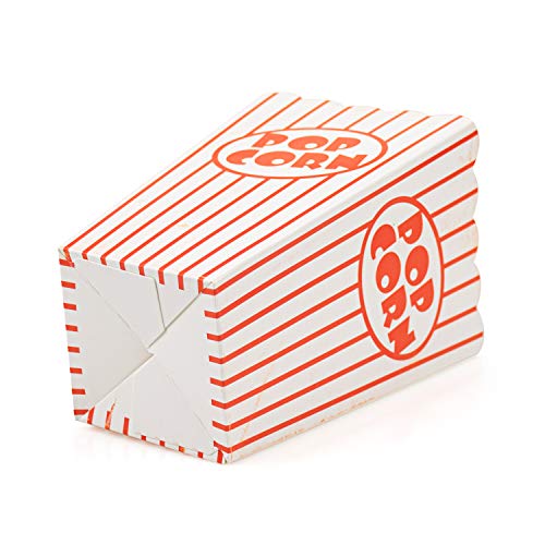 Bekith 100 Pack Paper Open-Top Popcorn Box, Popcorn Containers Striped Red and White, Great for Movie Theater Carnival Party