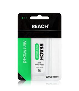 reach waxed dental floss for plaque and food removal, refreshing mint flavor, 200 yards, 1 count