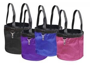 showman durable and collapsible nylon grooming tote bag with four large pockets (purple)