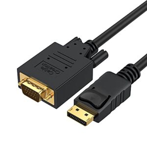 cablecreation displayport to vga cable 6ft, displayport to vga adapter gold plated 1080p@60hz, standard dp male to vga male cable, compatible with laptop, pc, tv, projector, black