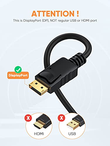 CableCreation Displayport to VGA Cable 6FT, Displayport to VGA Adapter Gold Plated 1080P@60Hz, Standard DP Male to VGA Male Cable, Compatible with Laptop, PC, TV, Projector, Black