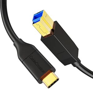 cablecreation usb 3.1 c to usb b cable 4ft, usb printer cable usb b to c 10gbps for thunderbolt 3 host macbook pro air usb b printer, external hard drive, docking station, scanner, 1.2m black