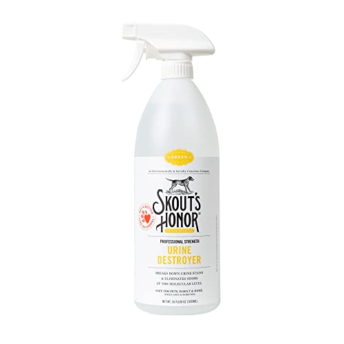 SKOUT'S HONOR: Professional Strength Urine Destroyer Breaks Down Urine Stains and Eliminates Odors, Quickly Removes Dog Urine, Vomit, Feces, & More, 35 oz