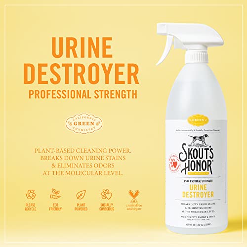 SKOUT'S HONOR: Professional Strength Urine Destroyer Breaks Down Urine Stains and Eliminates Odors, Quickly Removes Dog Urine, Vomit, Feces, & More, 35 oz