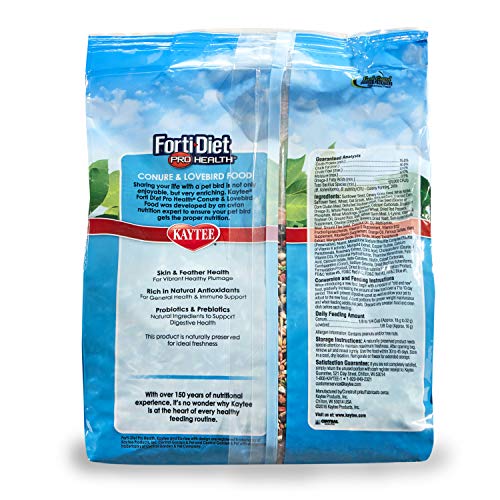 Kaytee Forti-Diet Pro Health Conure and Lovebird Pet Bird Food, 4 Pound