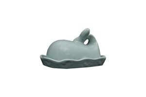 creative co-op whale shaped butter dish with lid, 1 ea, aqua