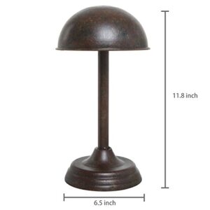 MyGift Dome Shape Metal Hat Stand - Antique Style Tabletop Cap and Wig Display Rack, Brown