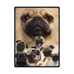 blanket and comfortable pug dog custom 58" x 80" (large)