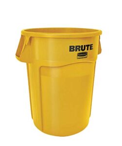 rubbermaid commercial round brute container, plastic, 32 gal, yellow