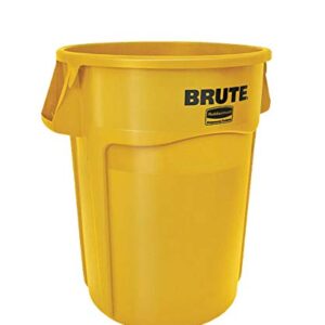 Rubbermaid Commercial Round Brute Container, Plastic, 32 gal, Yellow