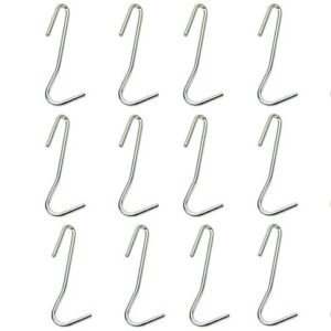 huji s shaped stainless steel heavy duty hanging hooks for kitchenware pots pans utensils (set of 12 hooks)