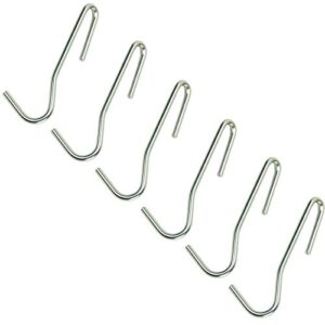 HUJI S Shaped Stainless Steel Heavy Duty Hanging Hooks for Kitchenware Pots Pans Utensils (Set of 6 Hooks)