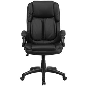 Flash Furniture Hansel Extreme Comfort High Back Black LeatherSoft Executive Swivel Ergonomic Office Chair with Flip-Up Arms