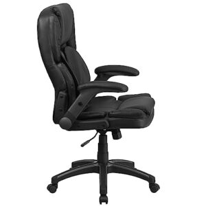 Flash Furniture Hansel Extreme Comfort High Back Black LeatherSoft Executive Swivel Ergonomic Office Chair with Flip-Up Arms