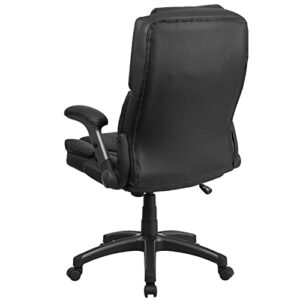 Flash Furniture Hansel Extreme Comfort High Back Black LeatherSoft Executive Swivel Ergonomic Office Chair with Flip-Up Arms