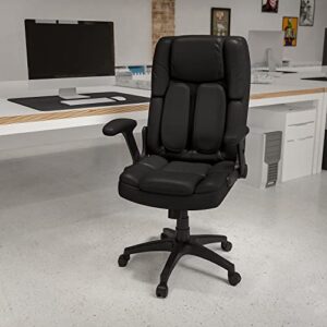 Flash Furniture Hansel Extreme Comfort High Back Black LeatherSoft Executive Swivel Ergonomic Office Chair with Flip-Up Arms