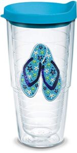 tervis sequins flip flops made in usa double walled insulated tumbler cup keeps drinks cold & hot, 24oz, clear