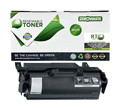 Renewable Toner Compatible High Yield MICR Toner Cartridge Replacement for Lexmark T650H11A T Series T650 T652 T654 T656