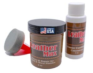 leather max refinish an aid to color restorer kit/cleaner/color restorer/sponge applicator (dark brown) (leather repair kit) (vinyl repair kit)